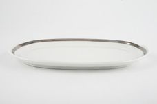Thomas Medaillon Platinum Band - White with Thick Silver Line Pickle Dish Shallow, eared 7 3/4" thumb 2