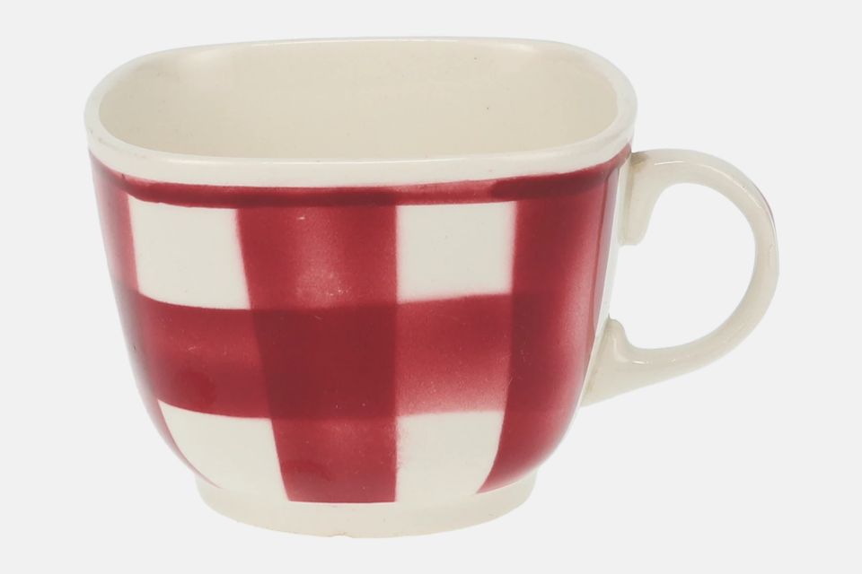 T G Green Patio Gingham - Red Teacup Square 3 1/4" x 2 1/2"