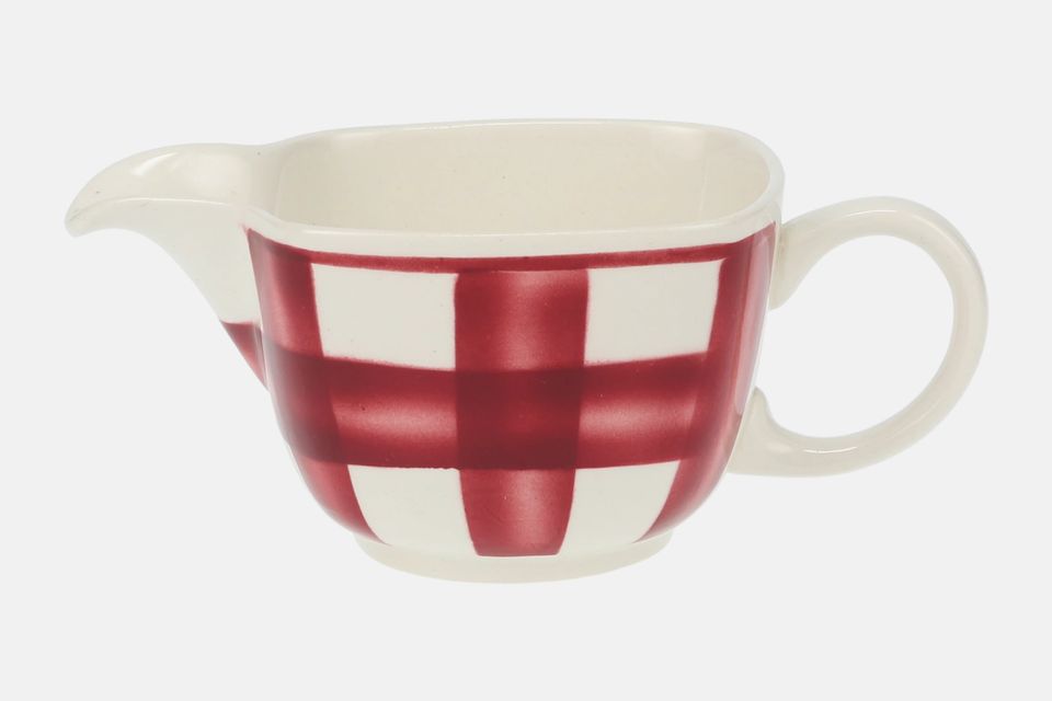 T G Green Patio Gingham - Red Milk Jug Square 1/2pt