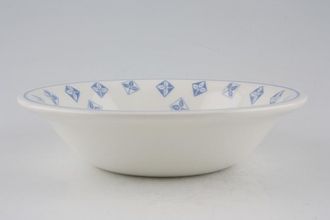 John Tams White + Blue Leaves Set Within Squares Soup / Cereal Bowl 6 3/4"