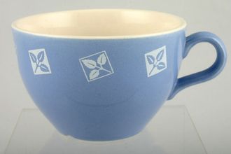 John Tams White + Blue Leaves Set Within Squares Teacup 3 5/8" x 2 3/8"