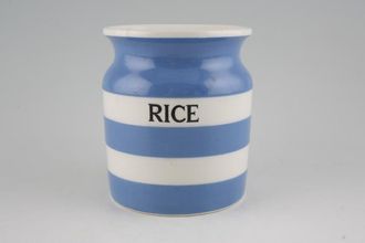 T G Green Cornishware - Blue and White - Backstamp 1 - 1920's - late 1967 Storage Jar + Lid Rice on base 4 1/8" x 4 7/8"