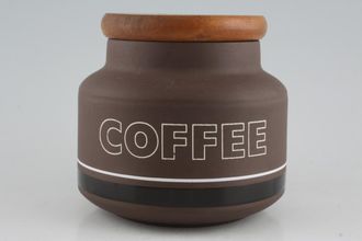 Hornsea Contrast Storage Jar + Lid Wooden Lid - Coffee on jar 3 1/2" x 4 1/4"