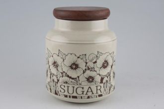 Hornsea Cornrose Storage Jar + Lid Size represents height. Sugar on jar - Wooden lid 6"