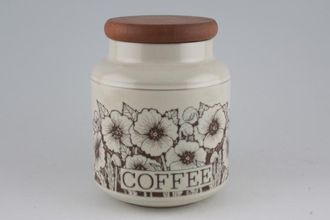 Hornsea Cornrose Storage Jar + Lid Size represents height. Coffee on jar - Wooden lid 6"