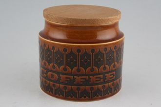 Hornsea Heirloom - Brown Storage Jar + Lid Size represents height. Coffee 4"