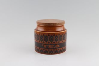 Hornsea Heirloom - Brown Storage Jar + Lid Size represents height. Tea Seal not airtight 4"