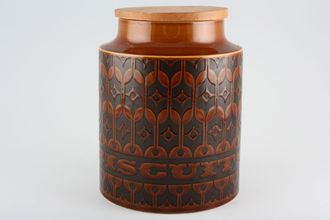 Hornsea Heirloom - Brown Storage Jar + Lid Size represents height. Biscuit 8"