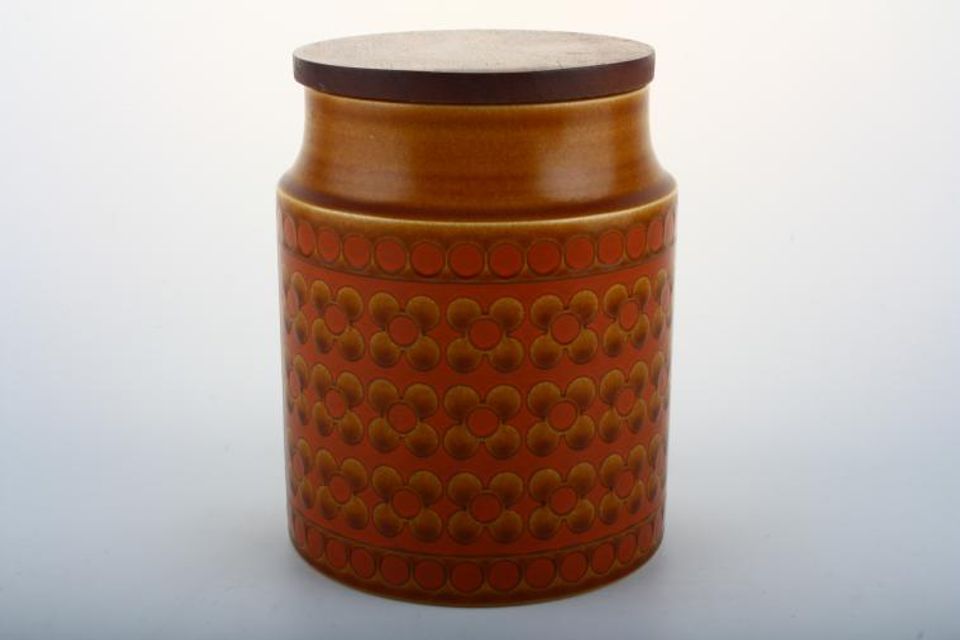 Hornsea Saffron Storage Jar + Lid Size represents height. Plain 6"