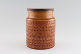 Hornsea Saffron Storage Jar + Lid Size represents height. Sugar 6"