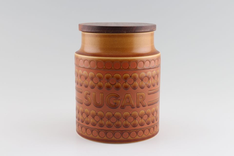 Hornsea Saffron Storage Jar + Lid Size represents height. Sugar 6"