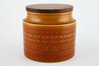Hornsea Saffron Storage Jar + Lid Size represents height. Tea 4"
