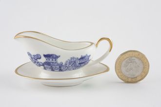 Coalport Miniatures - Willow - Blue Sauce Boat and Stand Fixed