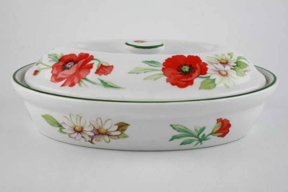 Royal Worcester Poppies Casserole Dish + Lid Oval Casserole 1 1/2pt