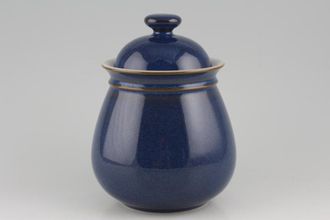 Denby Imperial Blue Storage Jar + Lid Bulbous Shape 5 1/2"