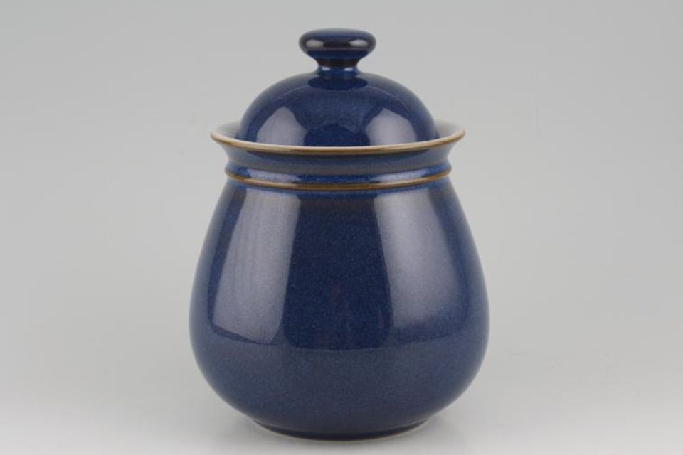Denby Imperial Blue Storage Jar + Lid Bulbous Shape 5 1/2"