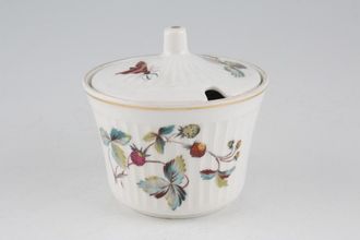 Royal Worcester Strawberry Fair - Fluted - Porcelain - Gold Rim Jam Pot + Lid