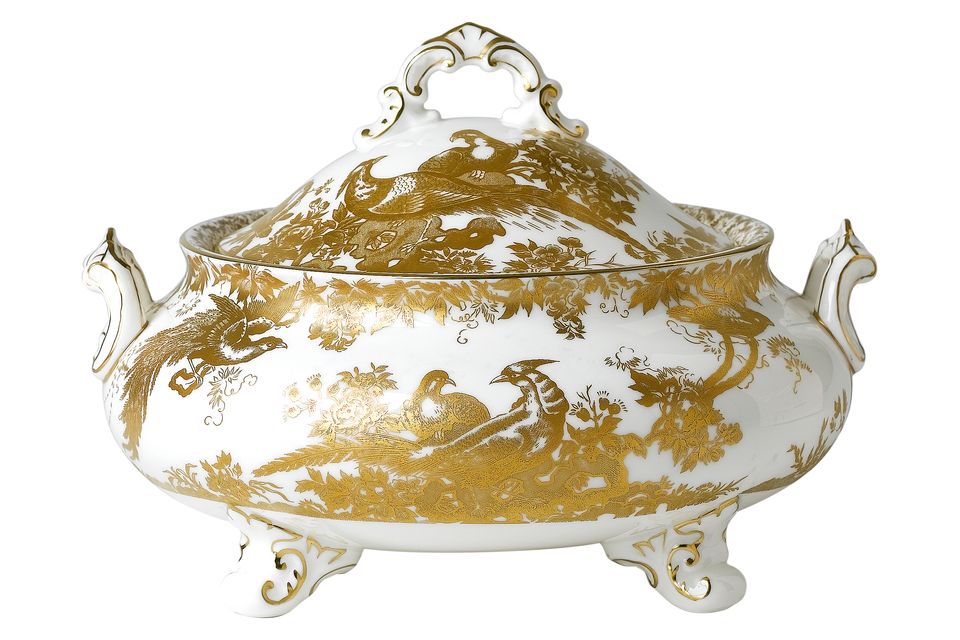 Royal Crown Derby Aves - Gold Vegetable Tureen with Lid
