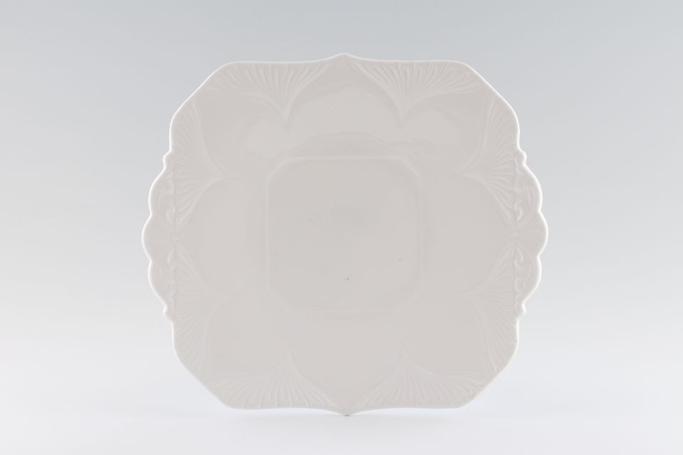 Shelley Dainty White Cake Plate Square.Rounded petals 9 3/8"