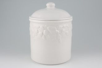 Sell Marks & Spencer White Embossed Biscuit Jar + Lid Round - Fruit 6 1/2" x 6 1/2"