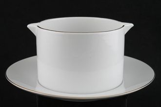 Thomas Medaillon Gold Band - White with Thin Gold Line Sauce Boat and Stand Fixed