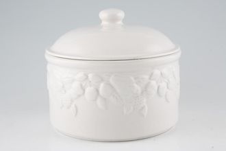 Sell Marks & Spencer White Embossed Storage Jar + Lid Biscuit Barrel - Fruit - Plain Lid 7 1/2" x 4"