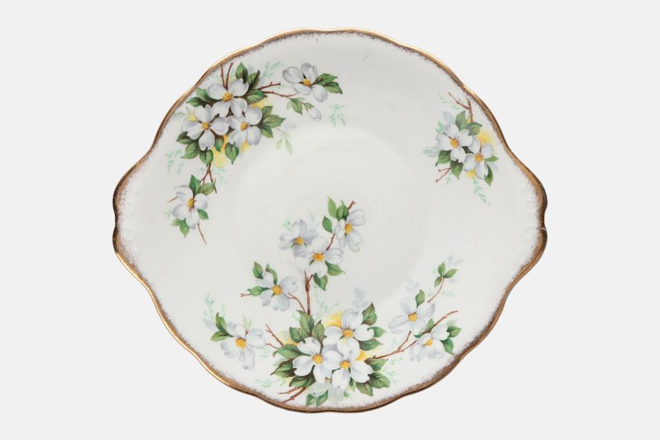 Royal Albert White Dogwood Cake Plate With Well 10"
