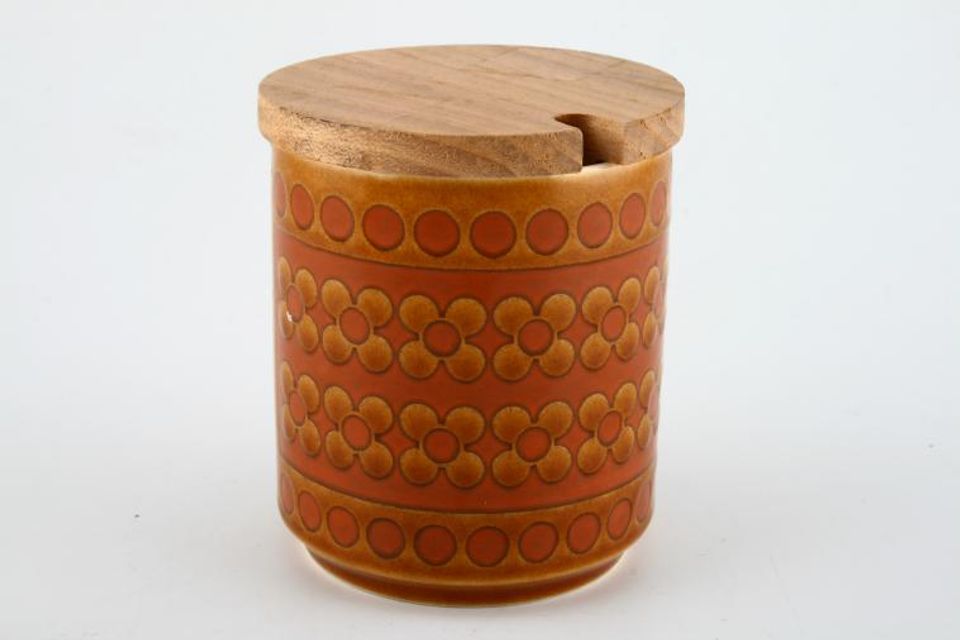 Hornsea Saffron Jam Pot + Lid wooden lid 3 1/8" x 3 1/2"