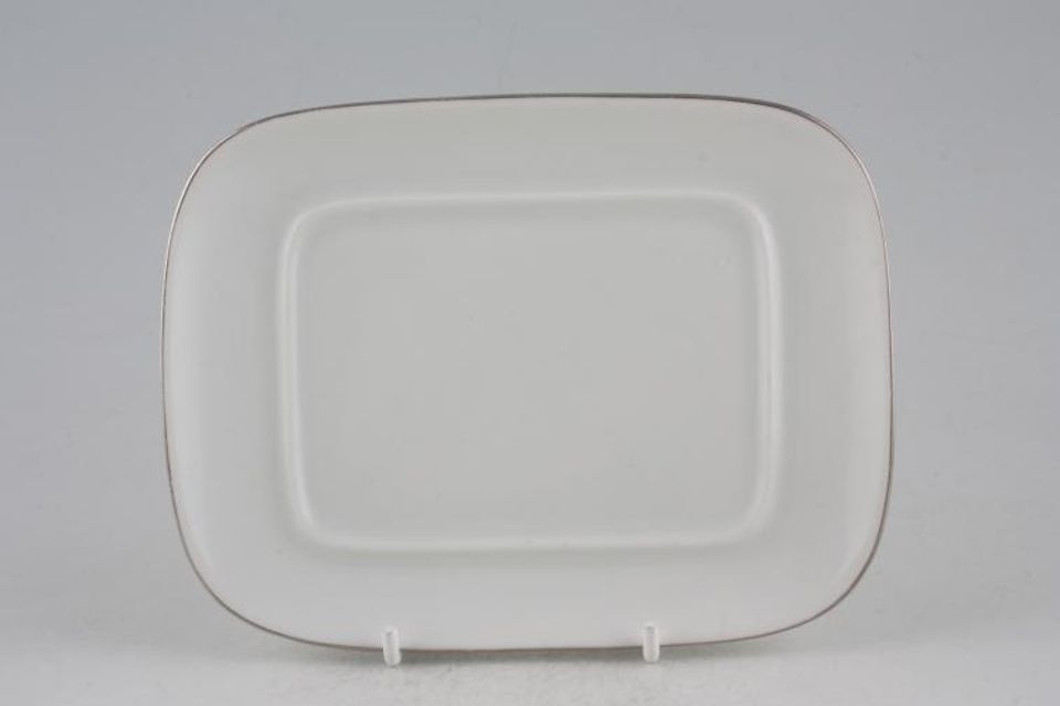 Thomas Medaillon Platinum Band - White with Thin Silver Line Butter Dish Base Only for 4 3/4" lid 6 1/4" x 4 3/4"