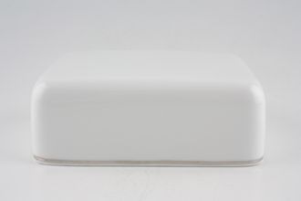 Thomas Medaillon Platinum Band - White with Thin Silver Line Butter Dish Lid Only for 7 1/4" base 5 1/4" x 4"