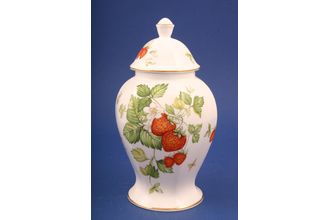 Queens Virginia Strawberry - Gold Edge - Plain Vase Lidded Vase 8 1/2"