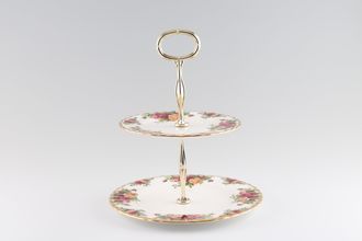 Royal Albert Old Country Roses - Made in England 2 Tier Cake Stand 8 1/8" plate and 6 1/4" plate
