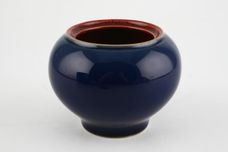 Denby Harlequin Sugar Bowl - Lidded (Tea) Red Inner - Blue Outer - Green Lid - Squat thumb 2