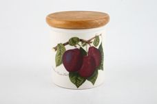 Portmeirion Pomona - Older Backstamps Storage Jar + Lid The Reine Claude Plum - wooden lid 2 3/8" x 2 5/8" thumb 1