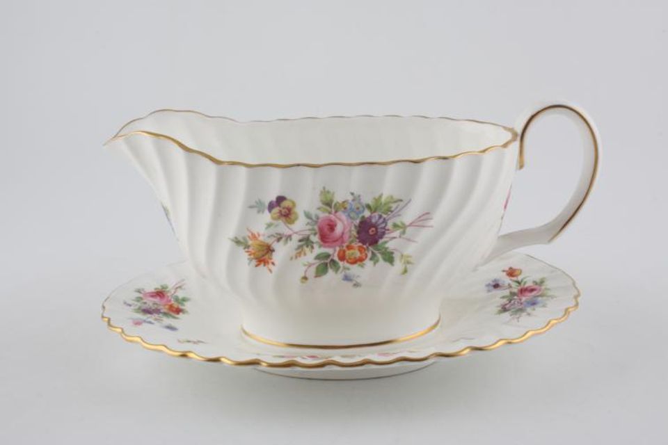 Minton Marlow - Fluted and Straight Edge Sauce Boat and Stand Fixed