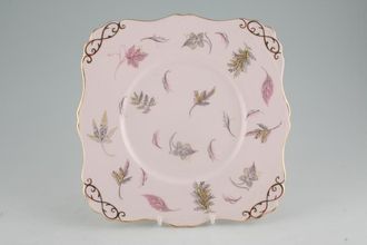 Tuscan & Royal Tuscan Windswept - pink background, gold rim Cake Plate Square 8 3/4"