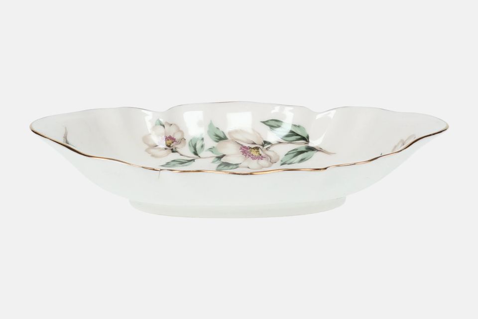 Crown Staffordshire Christmas Roses - Wavy Edge Dish (Giftware) Oval Scalloped 6 3/4" x 4 1/2"