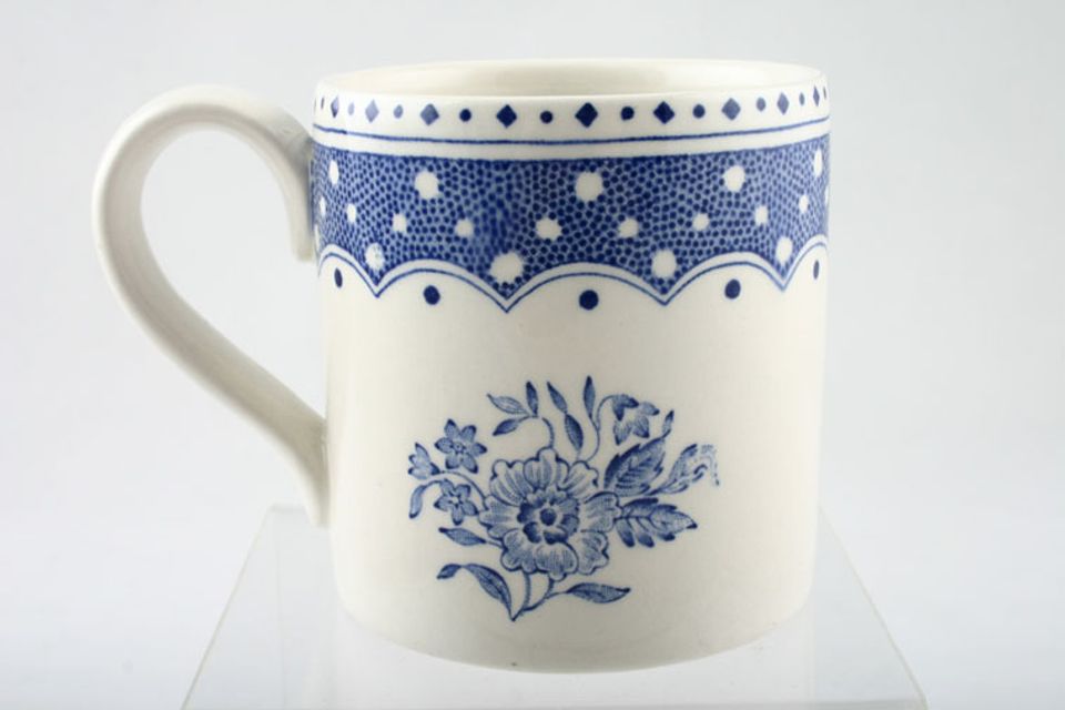 Burleigh Polka Dot And Rose - Blue Mug 3" x 3 1/4"