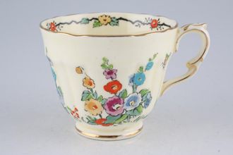Crown Staffordshire Hollyhock Teacup Ribbed at Base. Wavy Edge 3 3/8" x 2 3/4"