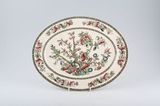 Johnson Brothers Indian Tree Oval Platter Cream background 12"