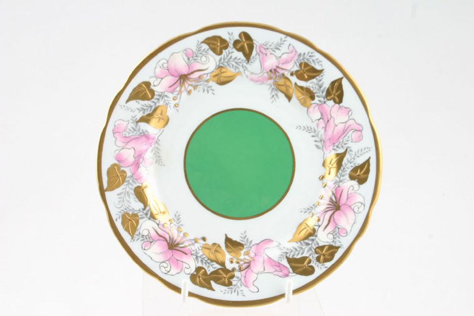 Royal Stafford Morning Glory - Pink Flowers - Green Center Tea / Side Plate 6 1/2"