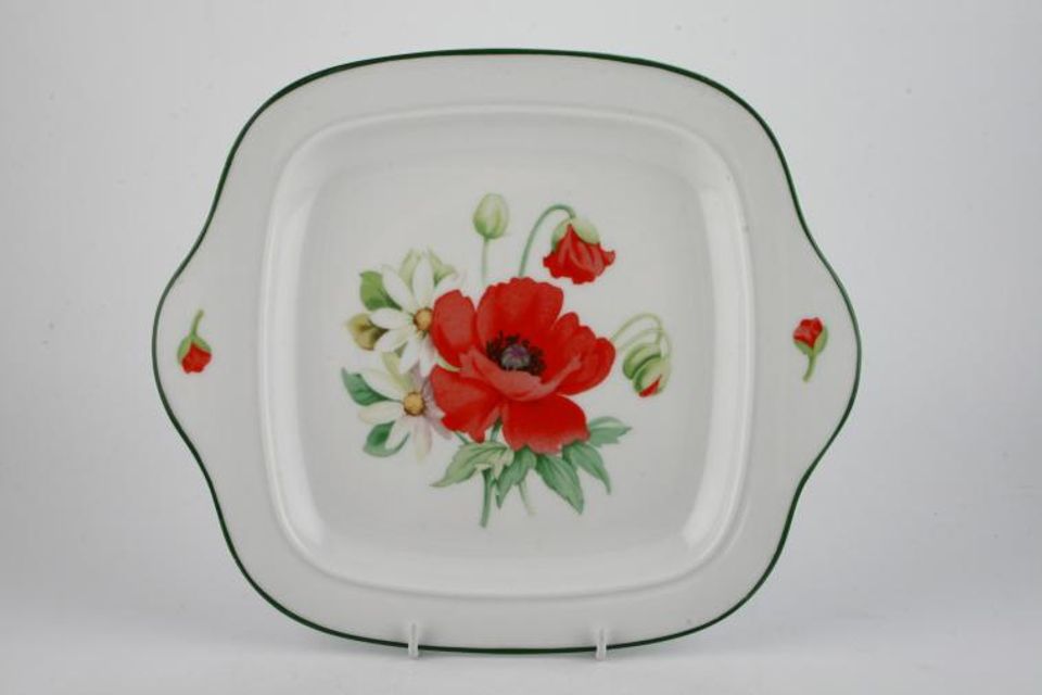 Royal Worcester Poppies Cake Plate Square 11 1/4"