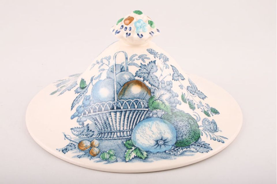 Masons Fruit Basket - Blue Vegetable Tureen Lid Only With Handles 9"
