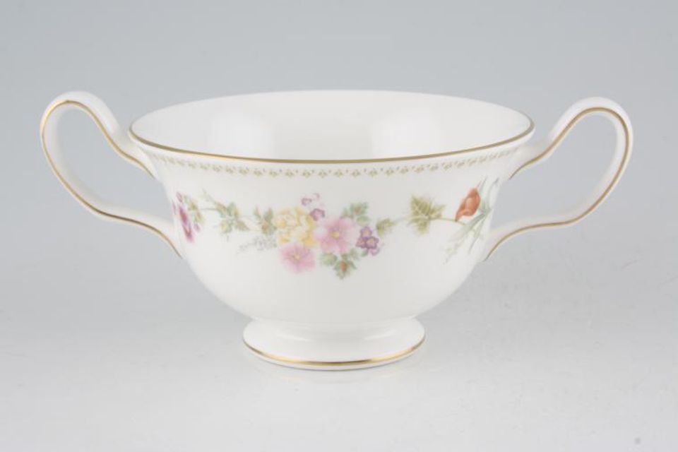 Wedgwood Mirabelle R4537 Soup Cup 2 Handles, Gold Line each side of Handle