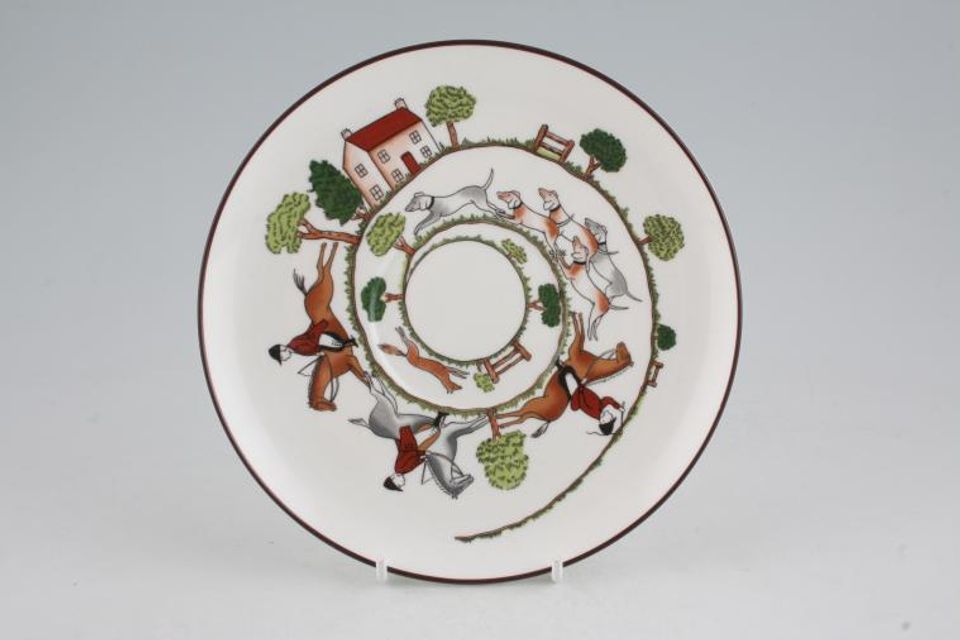 Coalport Hunting Scene Soup Cup Saucer For sloping cup 7"