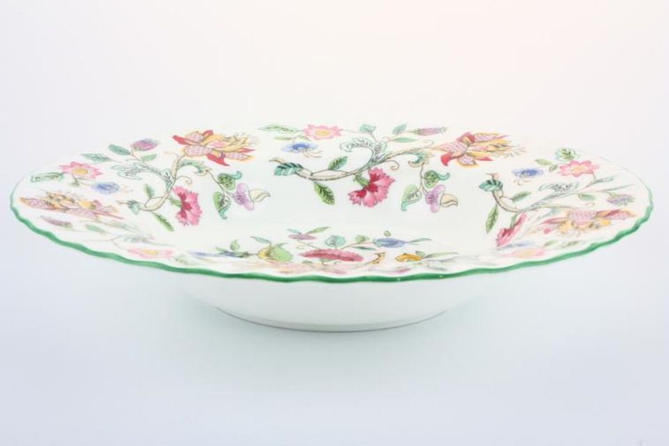Minton Haddon Hall - Green Edge Rimmed Bowl Pattern all Over 7 7/8"