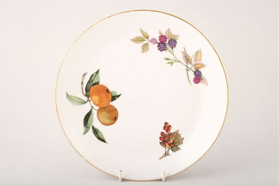 Royal Worcester Evesham - Gold Edge Cake Plate or Lunch Plate. Coupe shape.. Pattern may vary 9 1/8"