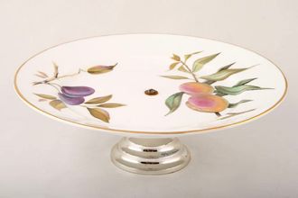 Royal Worcester Evesham - Gold Edge Cake Stand Footed - Silver 10"