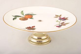 Royal Worcester Evesham - Gold Edge Cake Stand Footed - Gold 9 1/4"