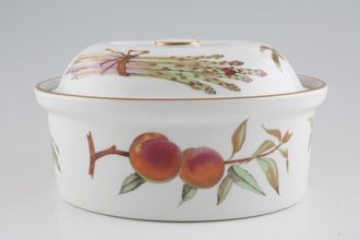 Royal Worcester Evesham - Gold Edge Casserole Dish + Lid Oval, Shape 24, Size 4, No handles - Fruits can Vary 4pt
